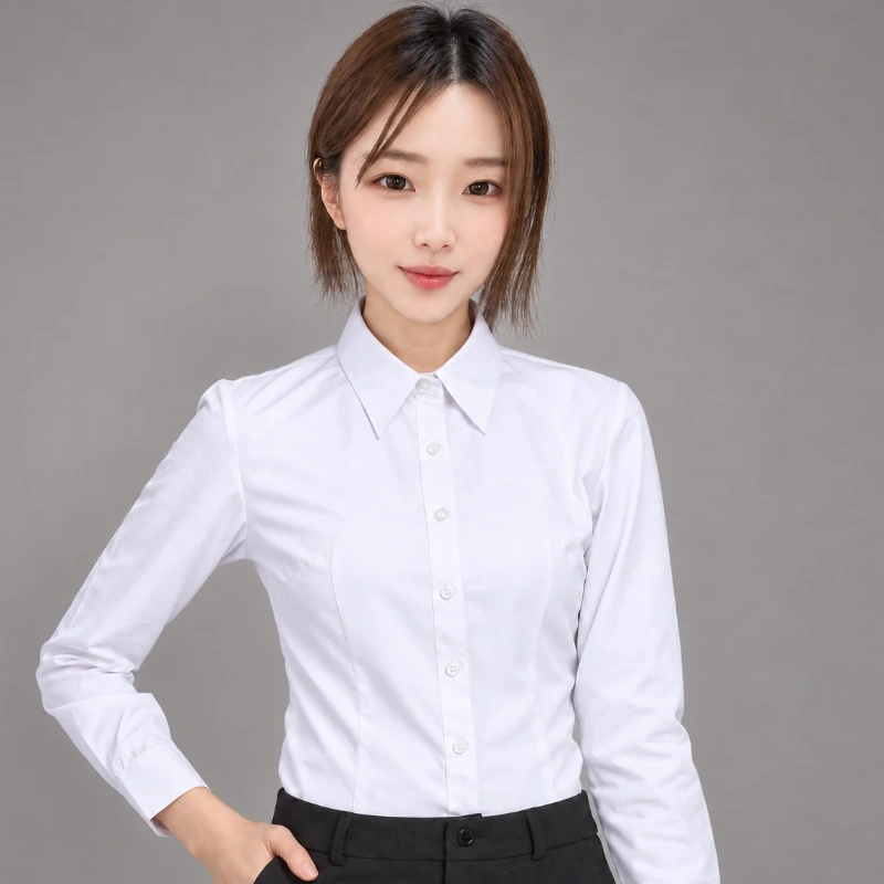 女白色襯衫(加挺版)長袖/短袖 布料材質特寫