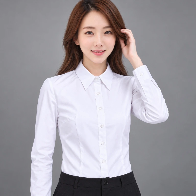 平價 女白色襯衫(加挺版)長袖/短袖 領口袖口設計