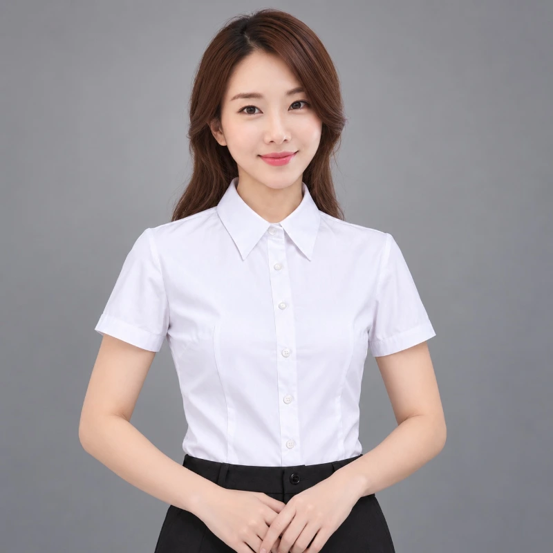 平價 女白色襯衫(加挺版)長袖/短袖 細節特寫
