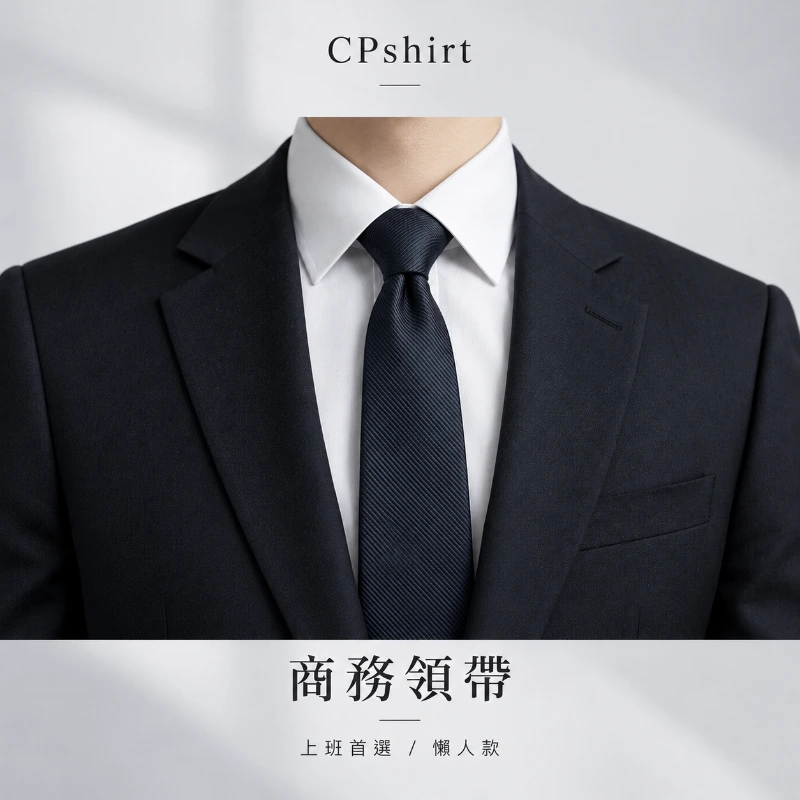 懶人領帶 (黑細斜紋) 免綁領帶 好看便宜 上班族 婚禮 CPST07｜制服批發 領口袖口設計