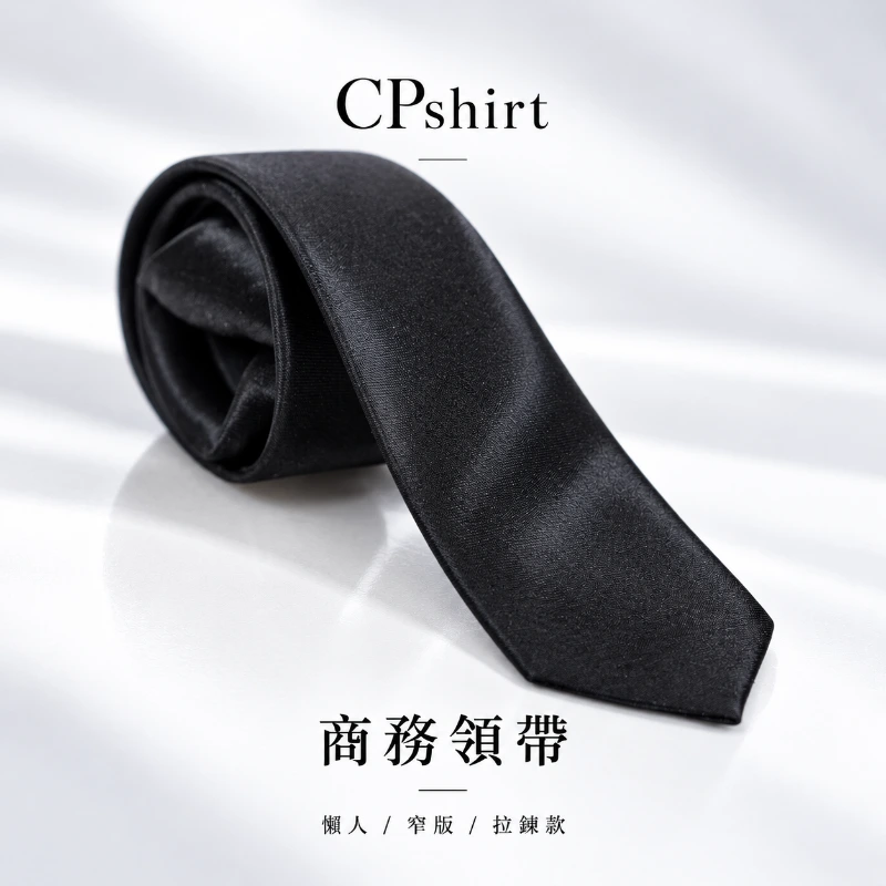 上班領帶 懶人領帶 窄版 拉鍊款 免綁領帶 T08｜制服批發 側面穿搭展示