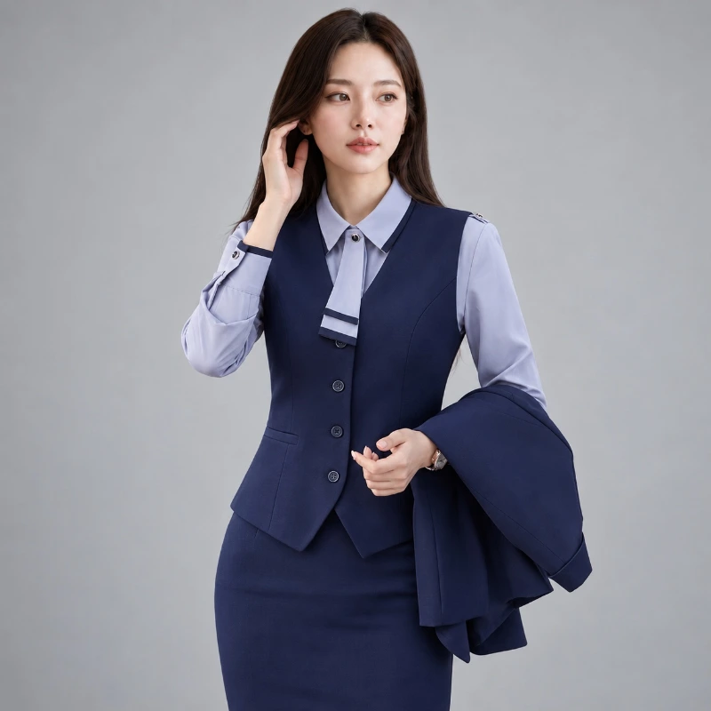 女OL背心 西裝馬甲 無袖修身內搭 背面展示