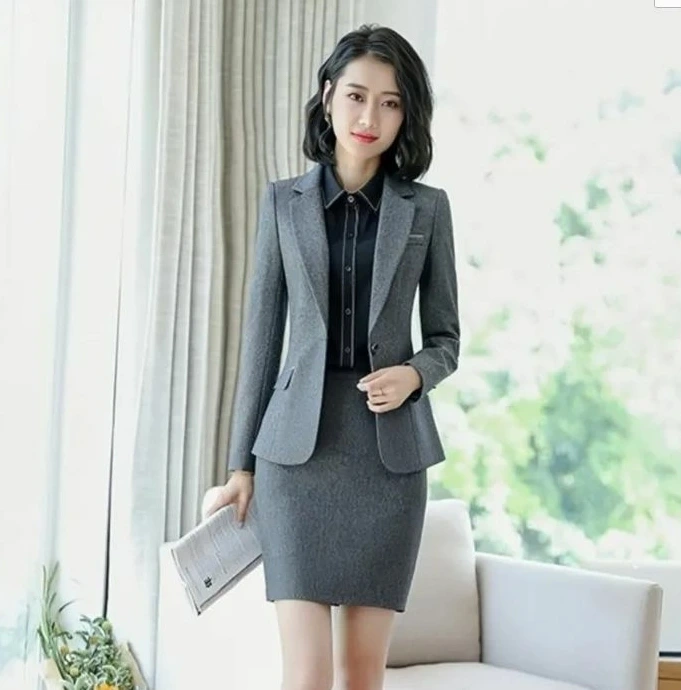 深灰色修身女西裝外套 特殊拼接造型 面試OL穿搭 細節圖8