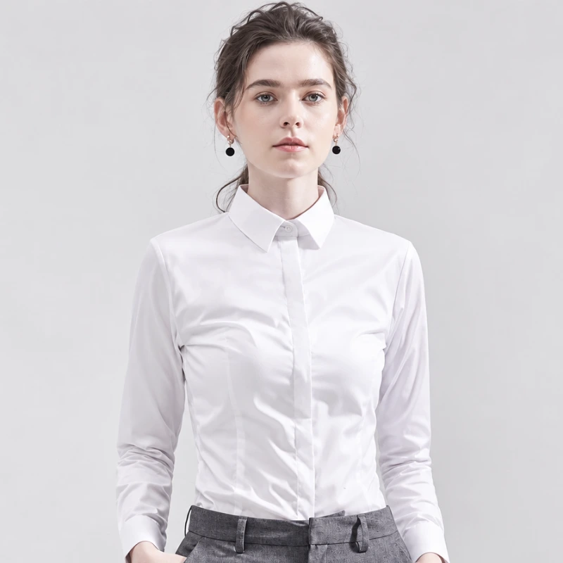 白襯衫女 制服批發｜竹纖維免燙・隱藏釦子・面試上班首選 細節圖10